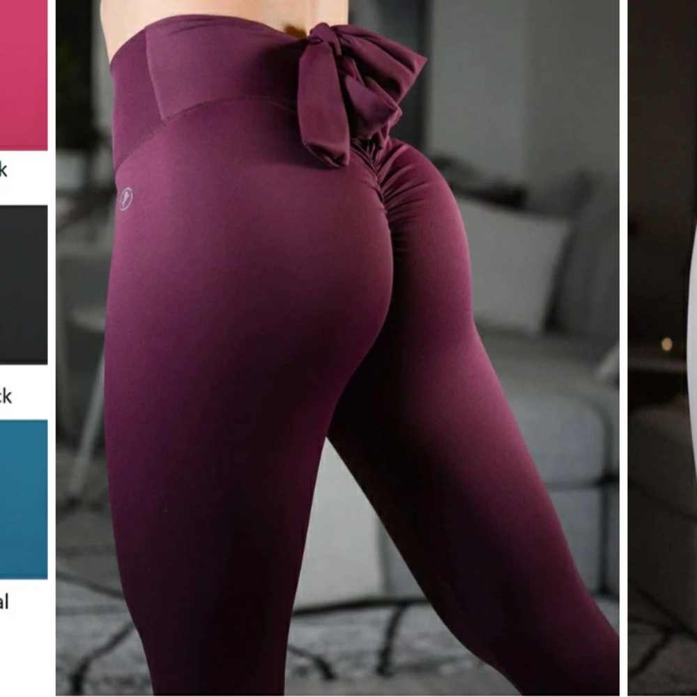 Abs2b purple scrunch butt leggings with bow back size small
